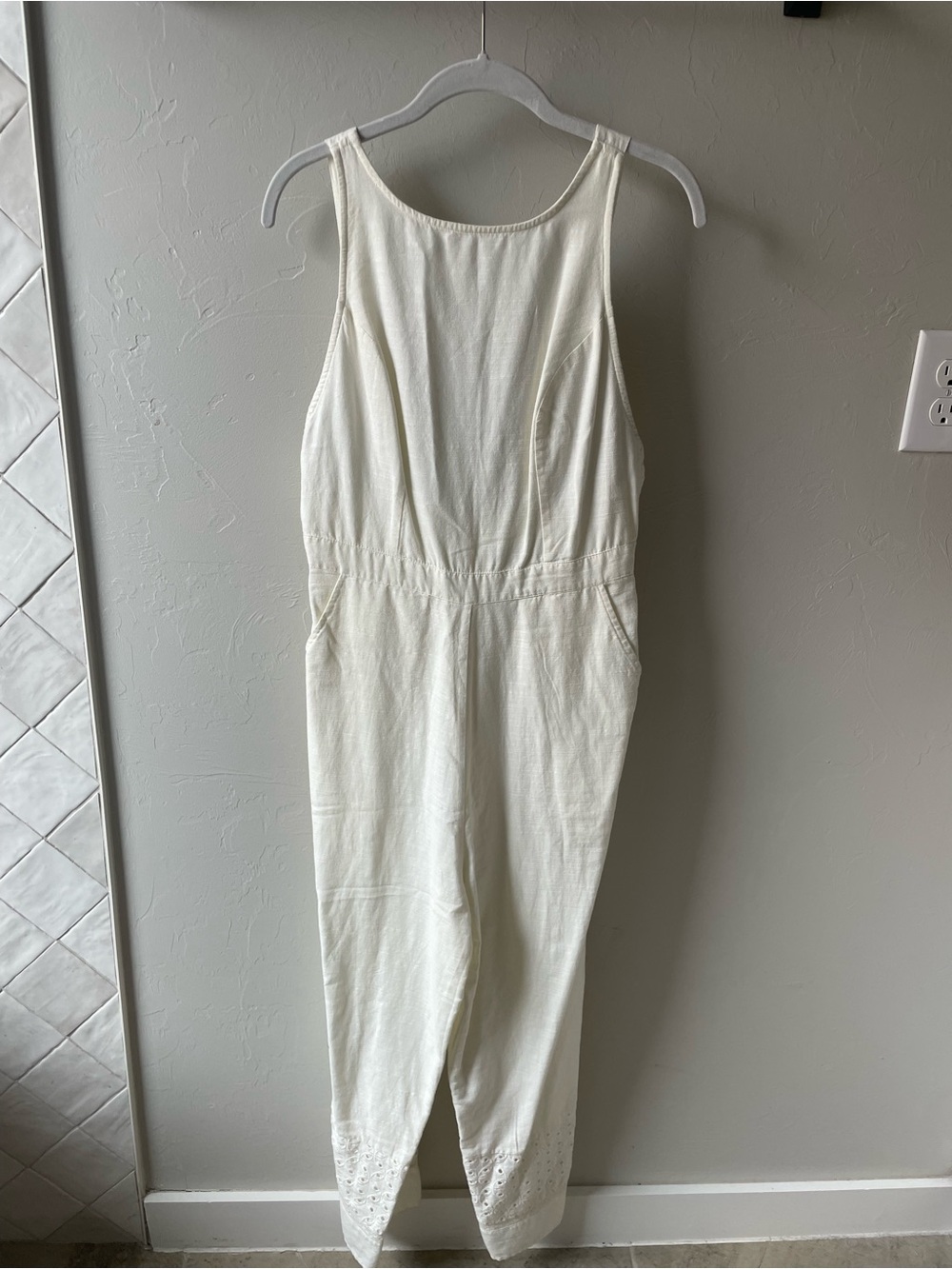 Urban Outfitters Off-White Open Back Jumpsuit